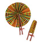 African Kente #1 Leather Folding Fan